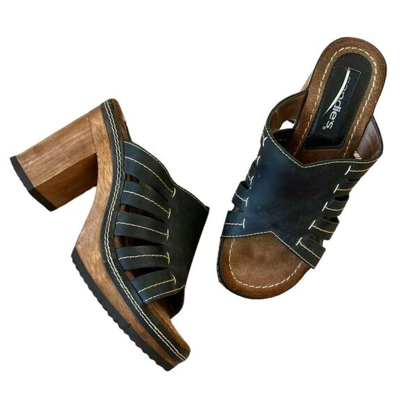 Candies Vintage Y2K 90s Platform Chunky Heel Wooden Sandals - Picture 1 of 10